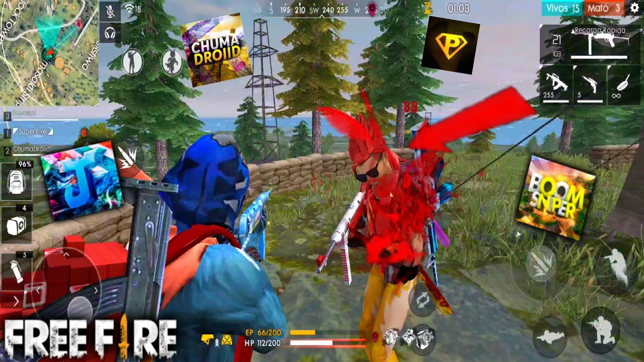 NOS ATACO UNA SQUAD MUY RARA EN ESTA PARTIDA | FREE FIRE con BoomSniper ChumaDroiid y SuperPixel