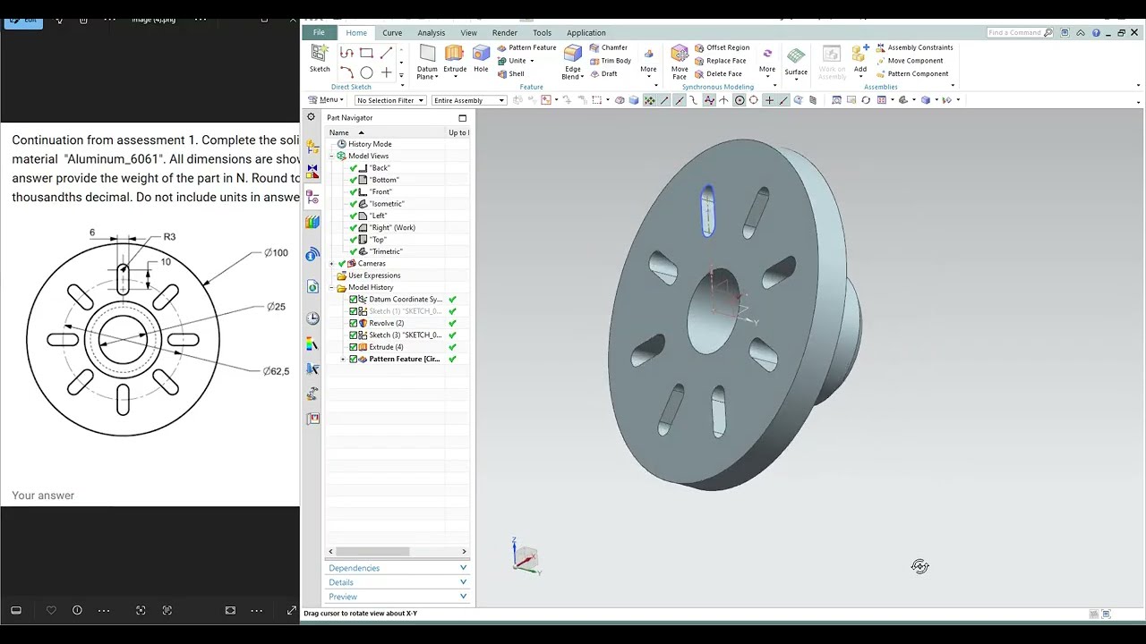 NX Siemens Tutorial: Designing a Wheel from 2D Drawing (Step-by-Step) 2025