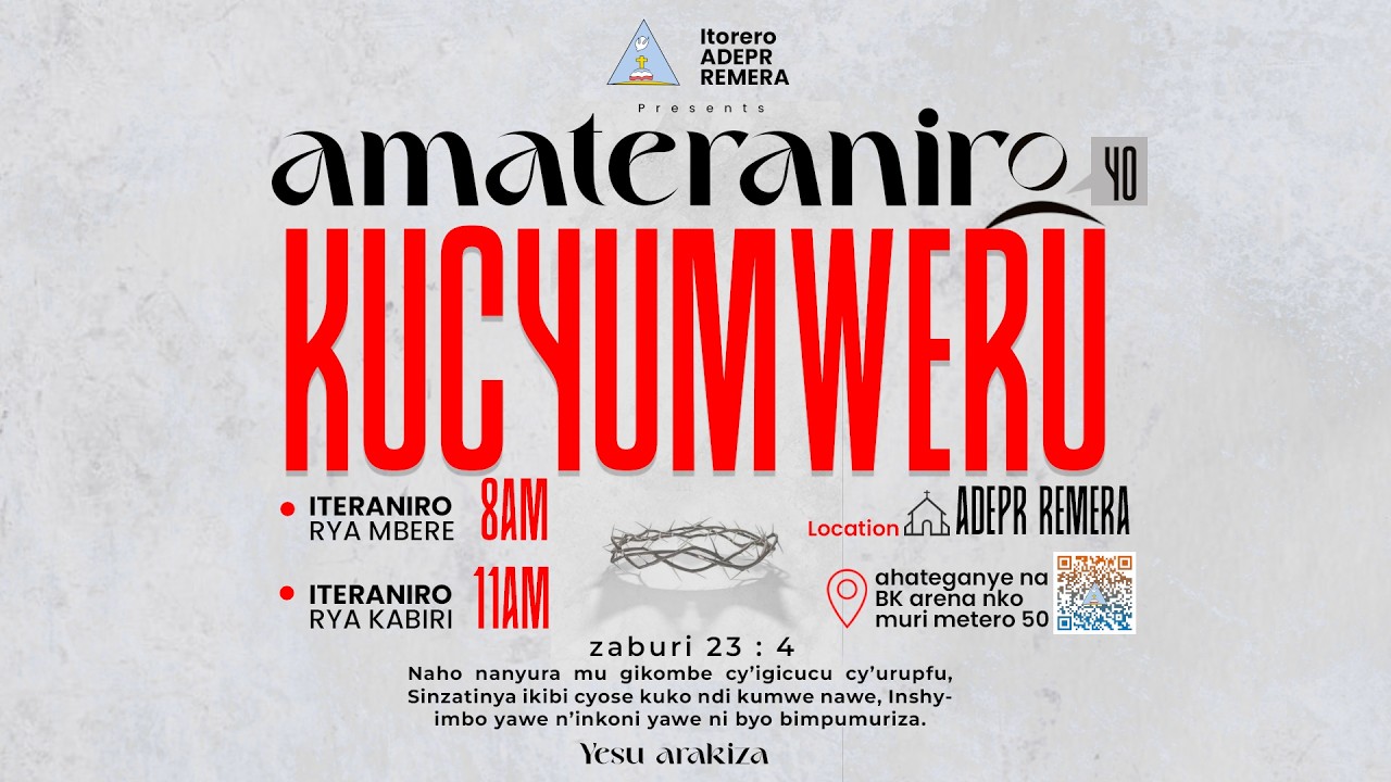 #sundayservice :AMATERANIRO YO KUCYUMWERU (ITERANIRO RYA KABIRI) TALIKI 15/03/2026