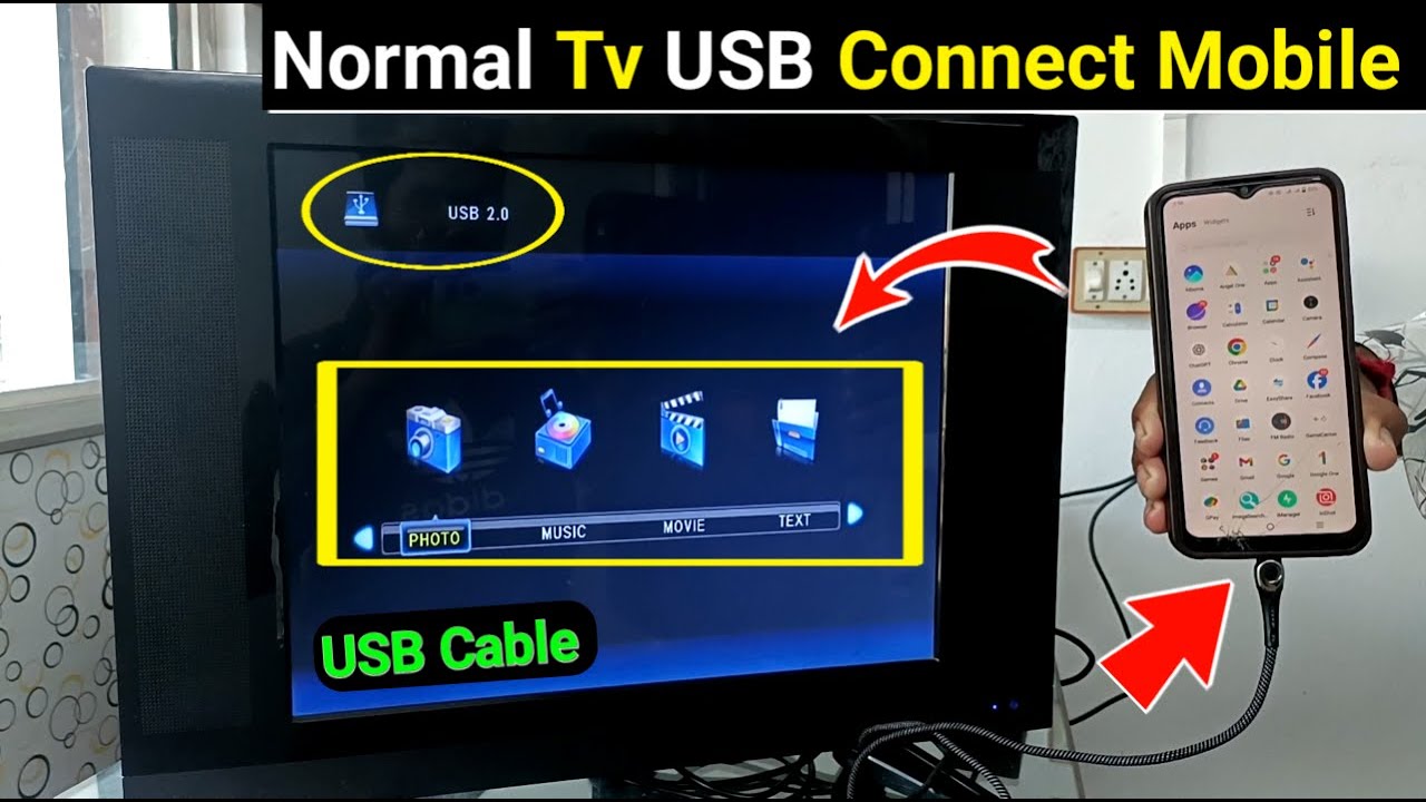 Normal Tv Me Usb Se Mobile Kaise Connect Kare | Usb Se Mobile Ko Normal Tv Se Kaise Connect Kare