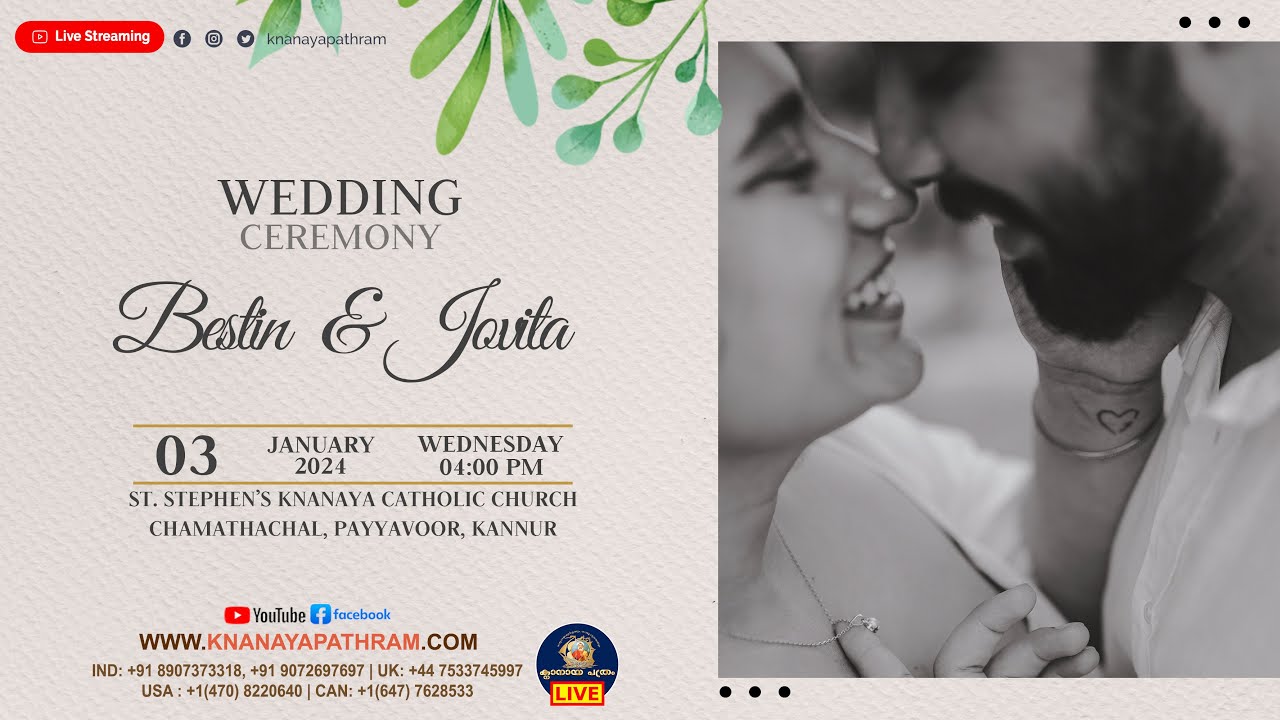 WEDDING CEREMONY | BESTIN & JOVITA | CHAMATHACHAL | 03.01.2024