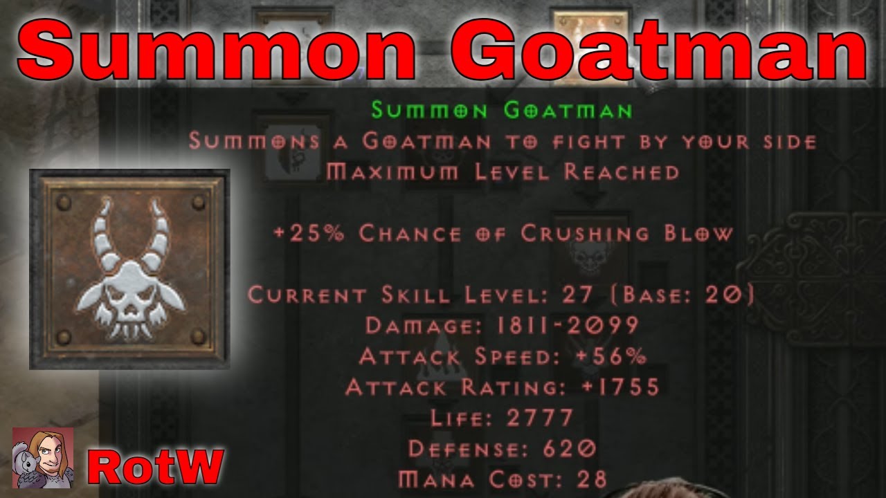 D2R Skills & Abilities - Summon Goatman (Warlock Demon Tree){RotW}