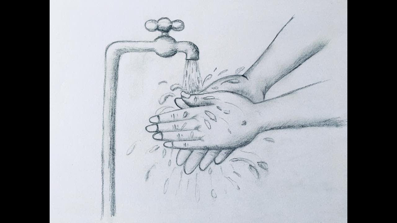 How to wash Hands Pencil drawing
