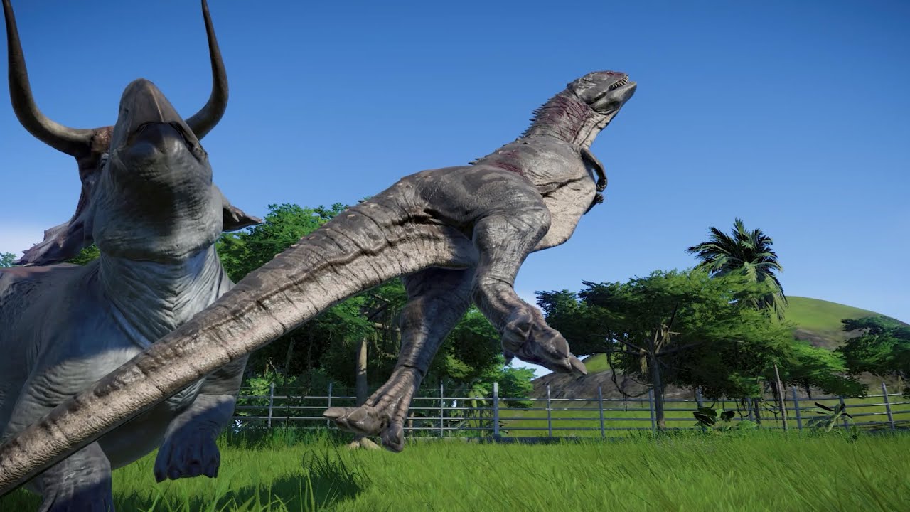 Nasutoceratops Epic Finisher Animation VS Metriacantosaurus, Baryonyx and Majungasaurus - JWE