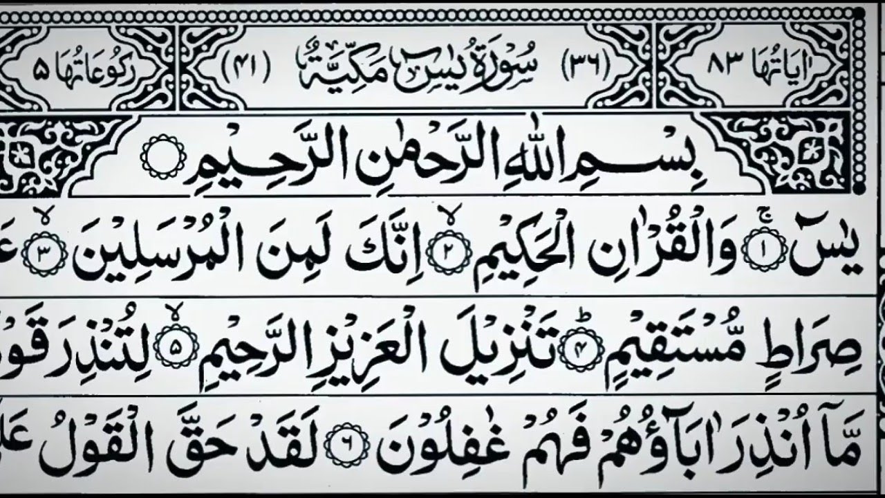 Listen Daily: Surah Yaseen, Rahman, Waqiah, Sajdah & Mulk (Arabic Text)
