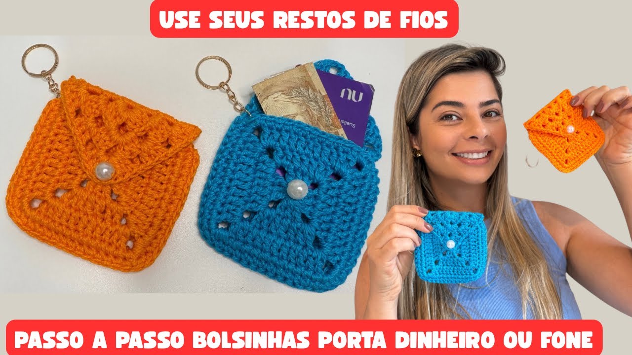 Bolsinha de Crochê para Dinheiro ou Fone de ouvido