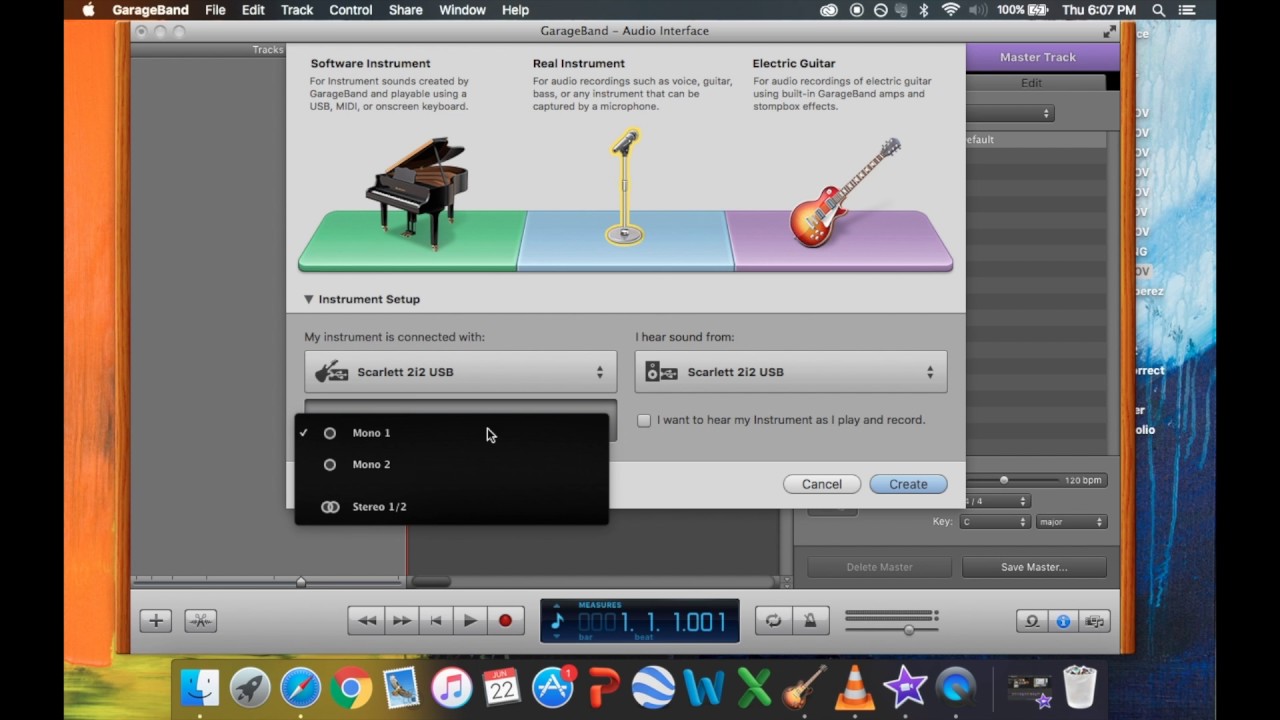 How to set up a Scarlett 2i2 Audio Interface in Garageband for Guitar and Vocals