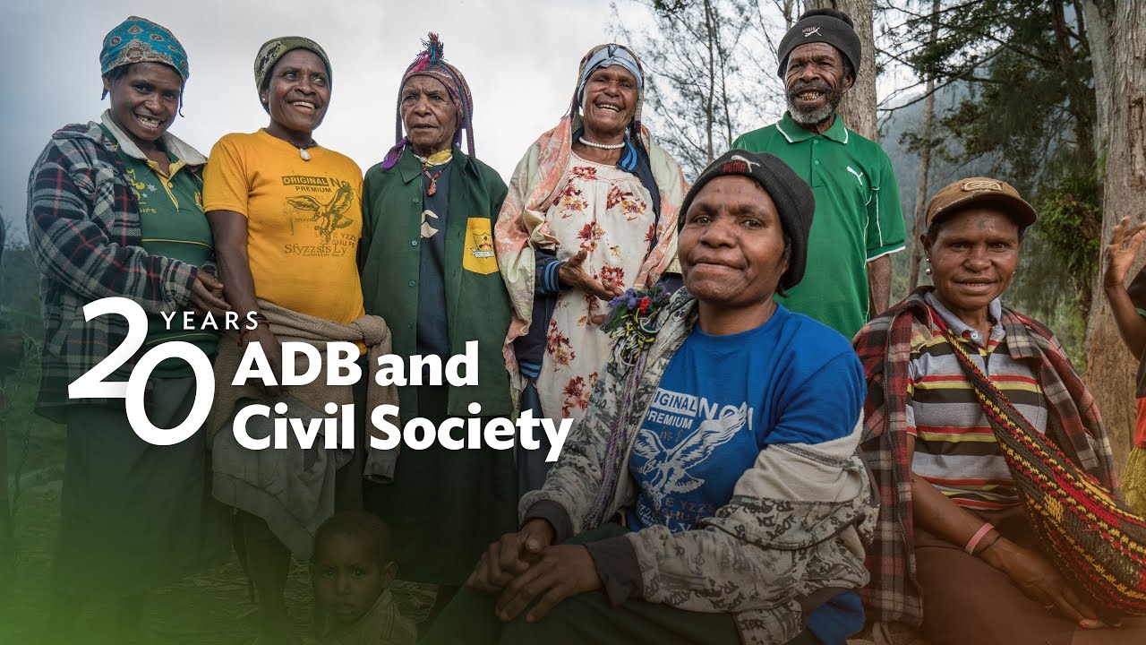 How do ADB and civil society work together towards development?