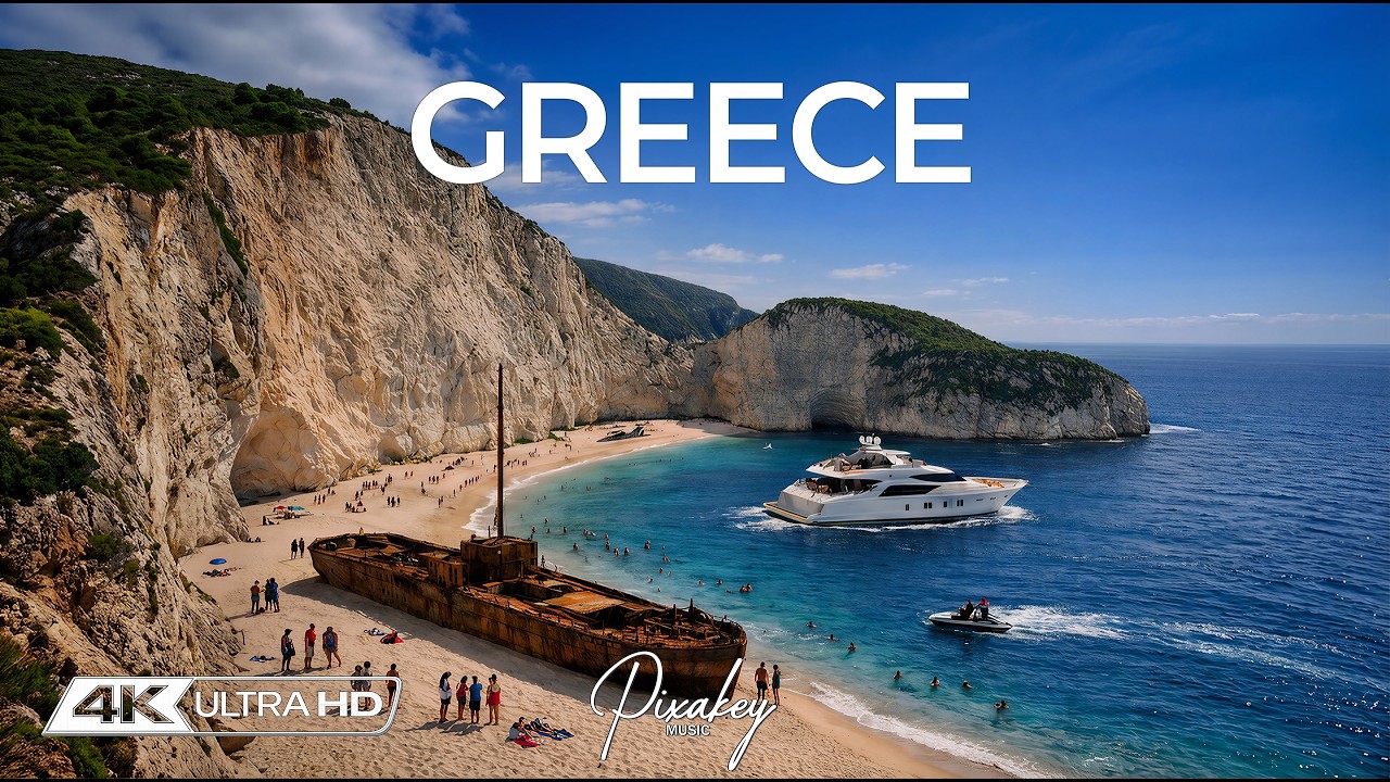 Mediterranean Escape 4K Greece 🇬🇷 Guitar Chill & Coastal Ambience 🌊🎸
