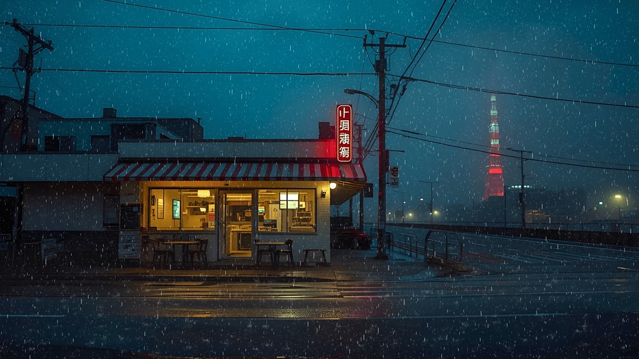 80s Nostalgic Tokyo Cafe 🌧️ Relaxing Lofi Ambience for Study, Relax & Sleep