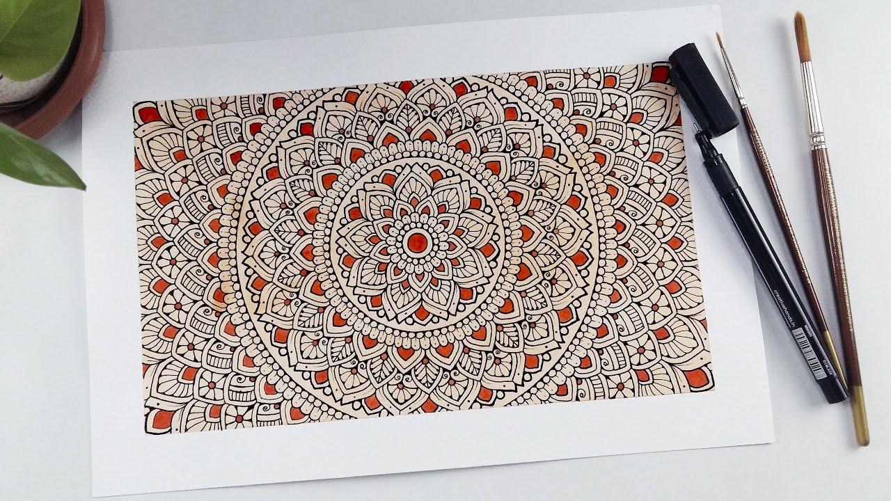 How to draw MANDALA ART for beginners | Mandala in watercolor | Watercolor Mandala Art step by step
