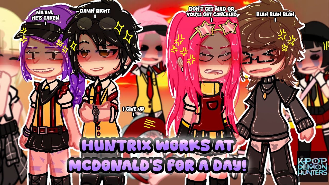 HUNTRIX Works At McDonald's For A Day! || KPOP Demon Hunters || Ft. SAJA BOYS || SHIPS || GACHA