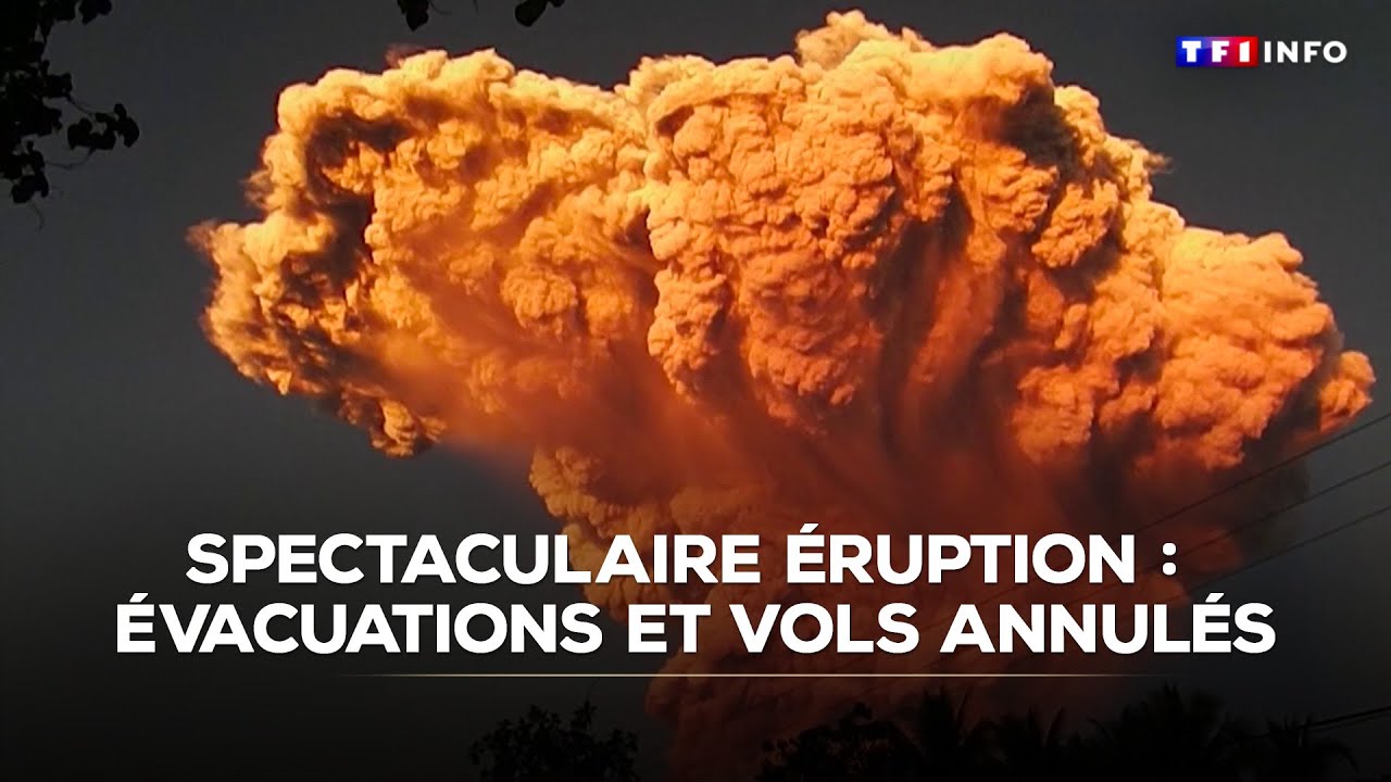 Spectaculaire éruption en Indonésie : évacuations et vols annulés｜TF1 INFO