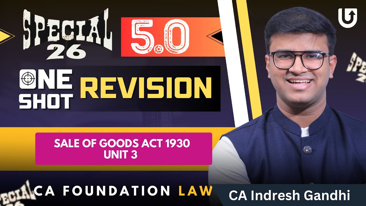 Sale of Goods Act ( SOGA) Revision CA Foundation Law | Unit 3 | CA Indresh Gandhi
