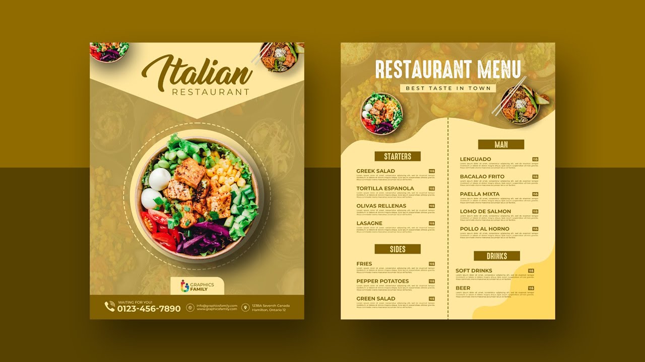 Restaurant Food Menu Design | Photoshop Tutorial