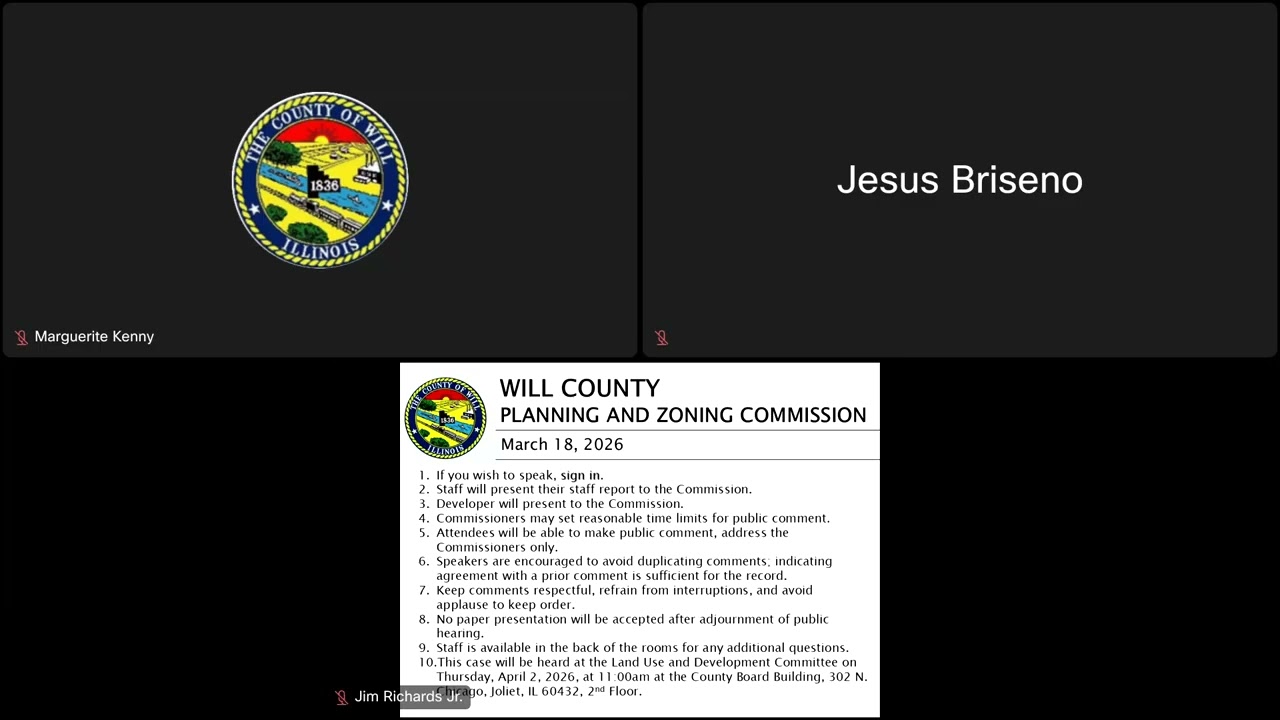 Will County Planning and Zoning Commission Meeting March 18, 2026
