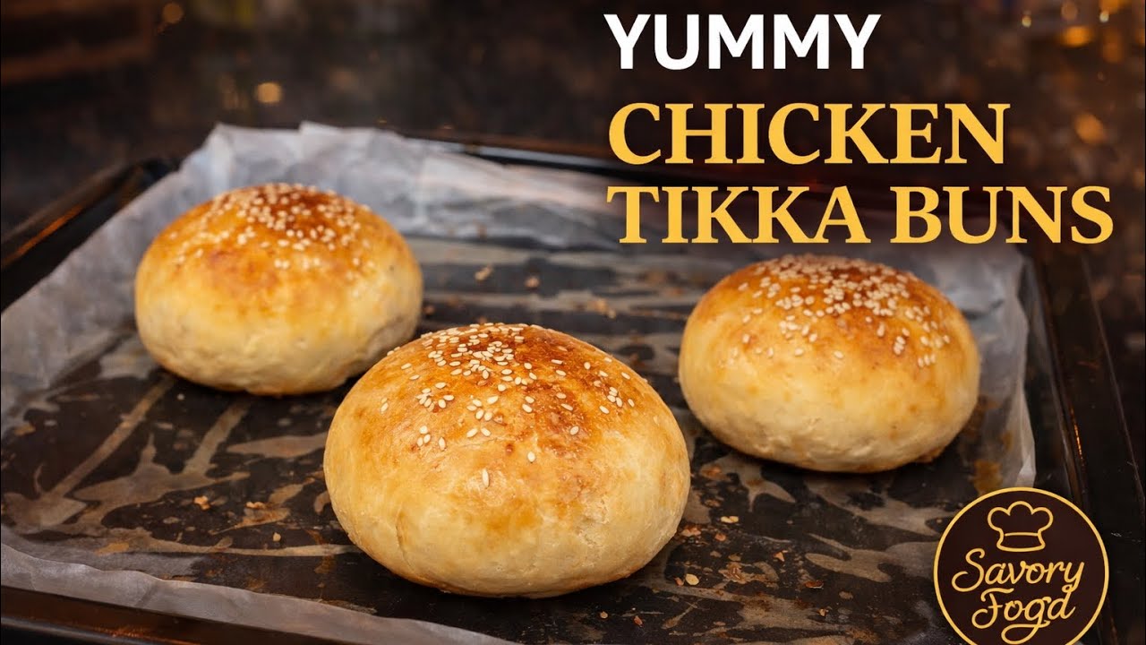 Chicken Tikka Stuffed Buns Recipe | Soft & Fluffy Bakery Style Buns at Home