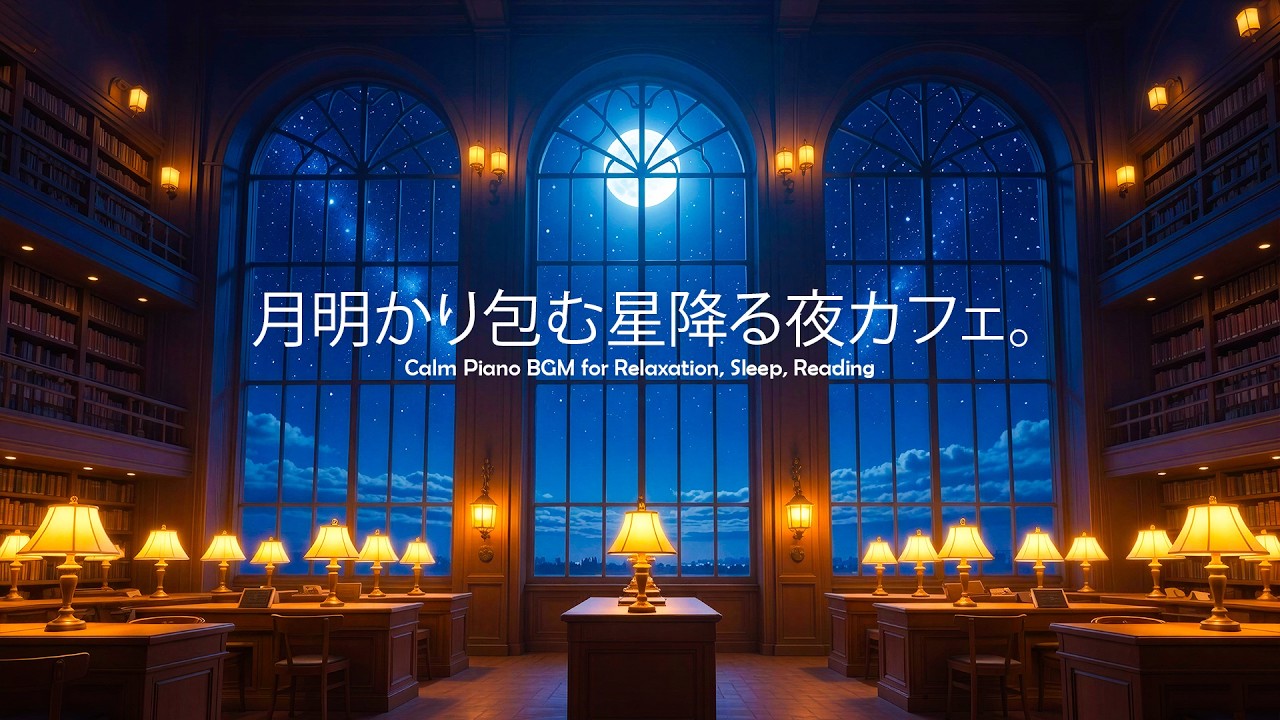 【Piano BGM】月明かり包む星降る夜カフェ。読書と作業の静かな時間。