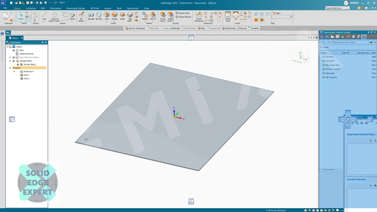 Solid Edge X   Family of Parts and Equations