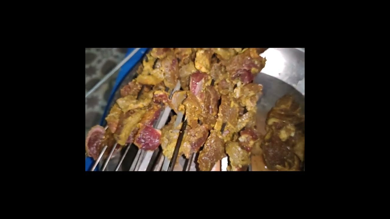 Juicy goat meat and it by barbecue