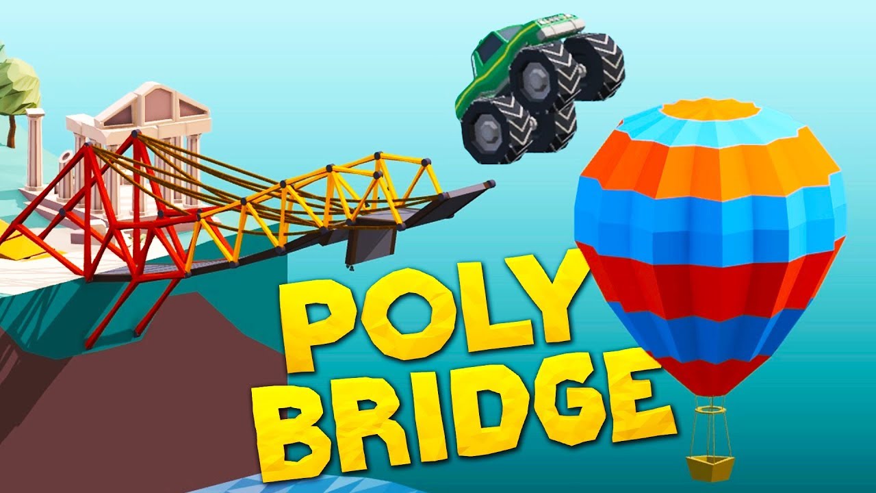 Строительство невозможных мостов для монстр-траков в Poly Bridge