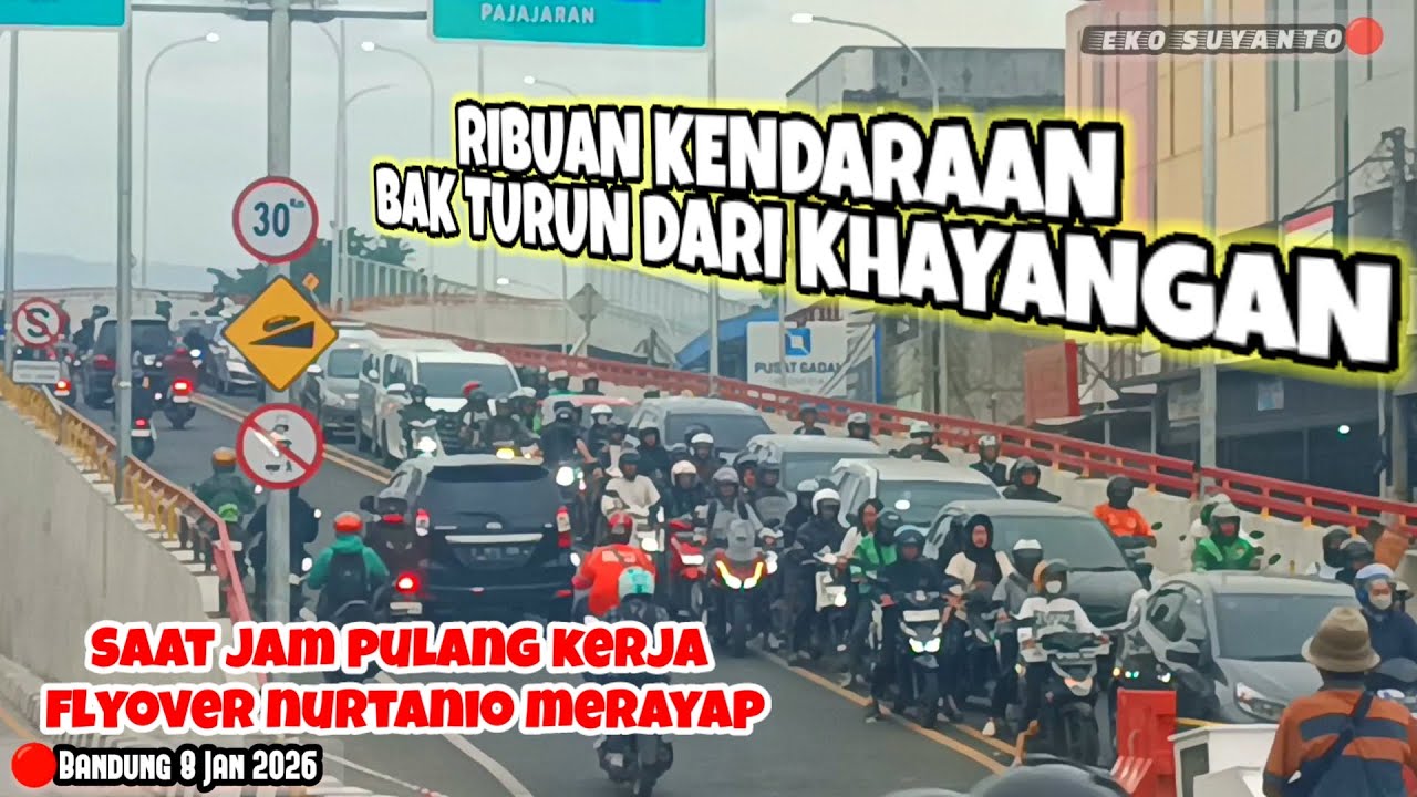 🔴EDUN ! Flyover Nurtanio Jam Pulang Kerja Kendaraan Antri Turun dari Atas seperti dari Khayangan