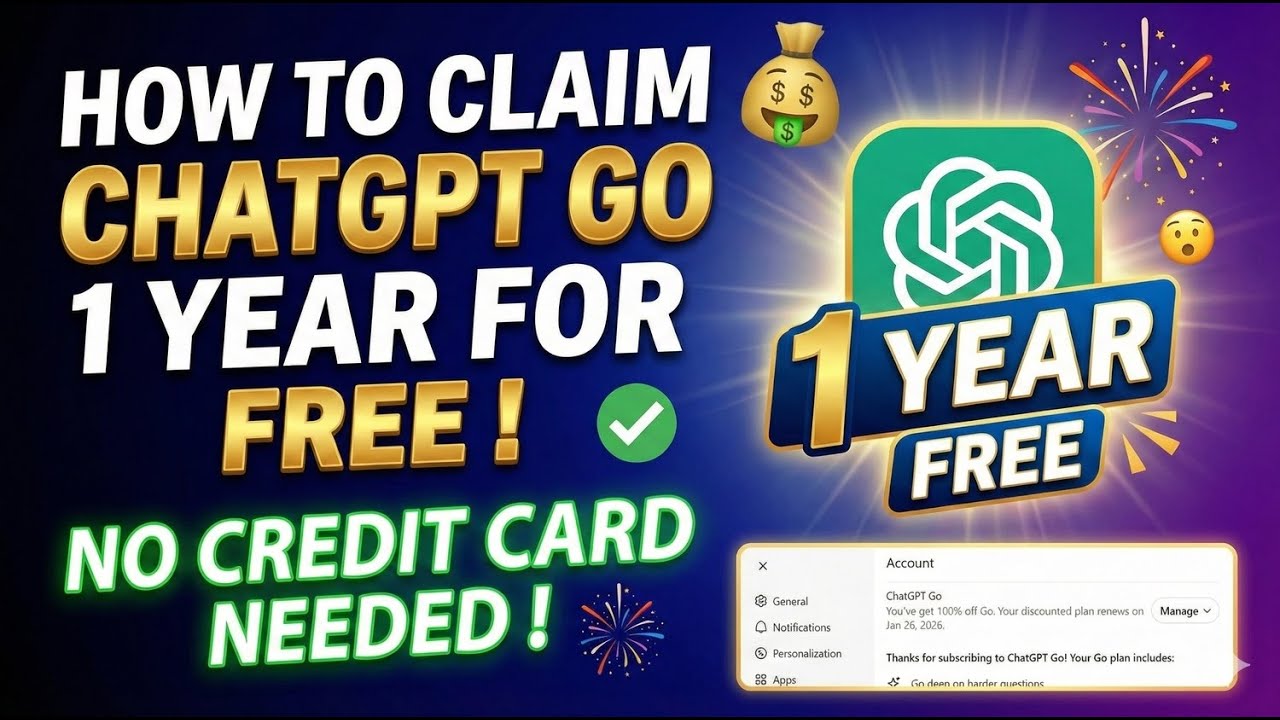 How to Claim ChatGPT Go 1 Year Free Trial (No Card Required)