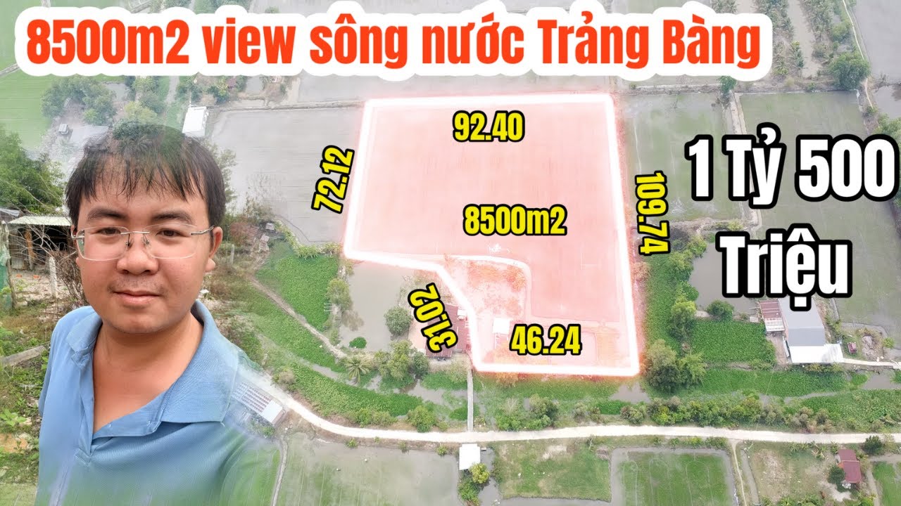 8500m2 view sông tx trảng bàng cũ 46m mặt tiền mà chỉ 1 tỷ 500 triệu quá rẻ