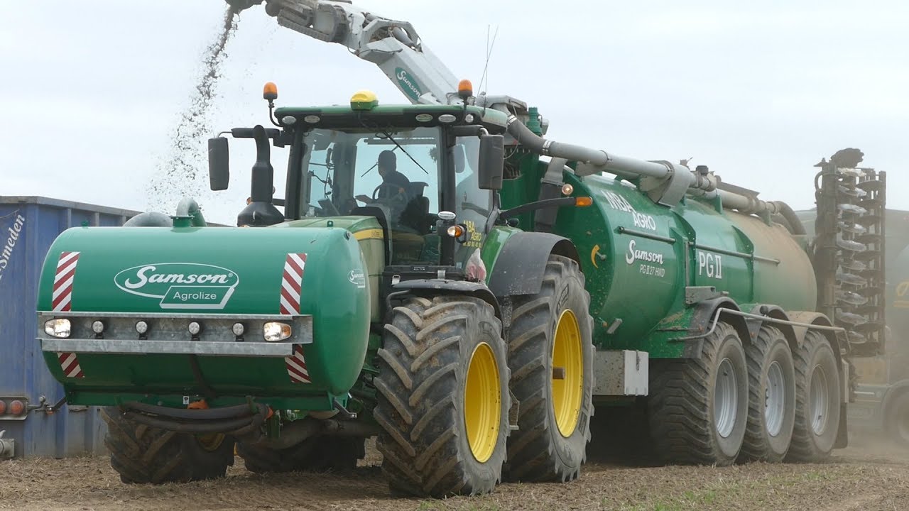 John Deere 8370R Woking Hard in The Field w/ Samson PG II 27 HWD & Front Barrel | MBA Agro | DK Agri
