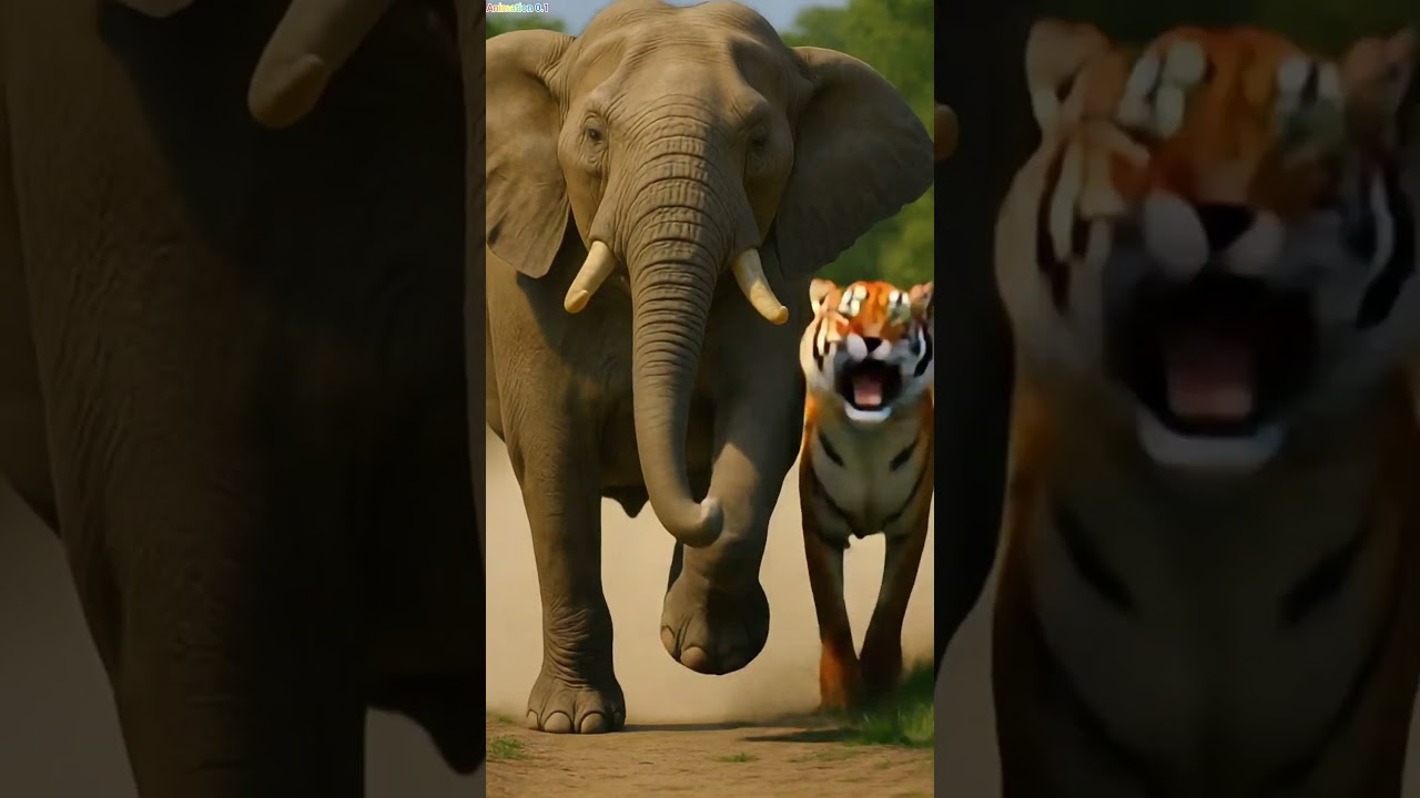 A Mother's Shield: The Brave Elephant's Love 🥺! 