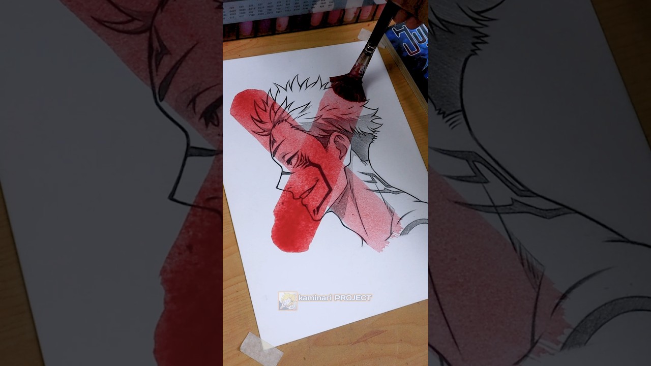 Drawing Sukuna 😈 JUJUTSU KAISEN || Stained Art 🎨 #shorts #drawing #jujutsukaisen