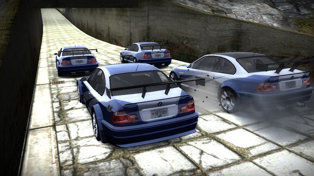 4    M3 GTR's In one Race  + Full chaos (NFS MOST WANTED HARD+)