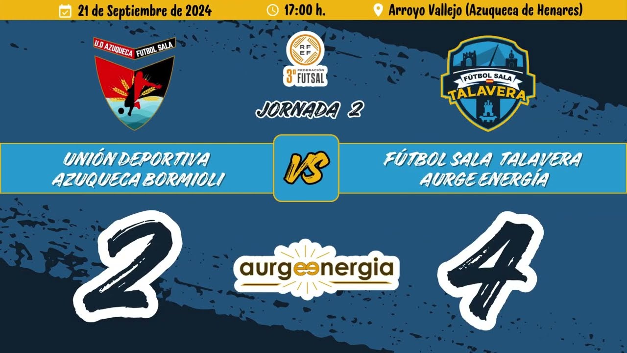 RESUMEN – UD Azuqueca - FS Talavera Aurge Energía (3ª División - Grupo XVI – J2 - 24/25)