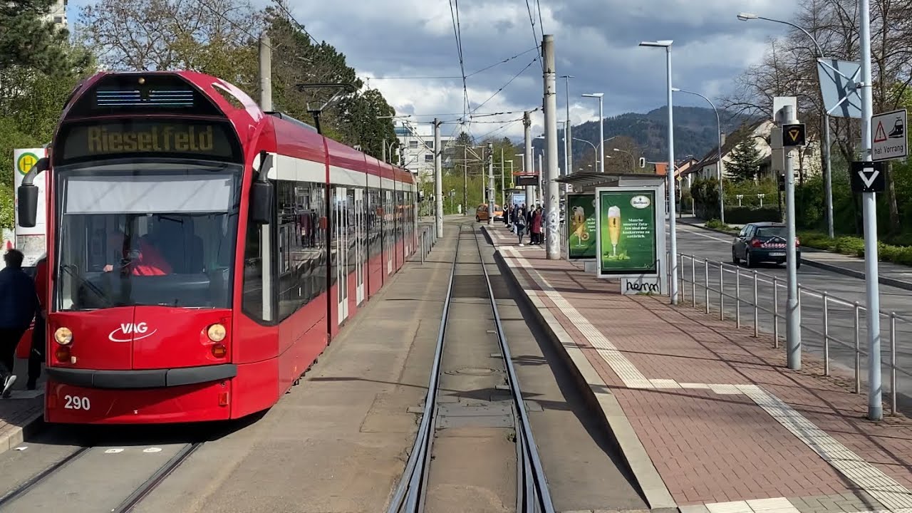 Tram 🚋Line 5❤️Freiburg, Rieselfeld➡️ Europaplatz🌲 Black Forest🇩🇪Germany with lots of Sun🌞