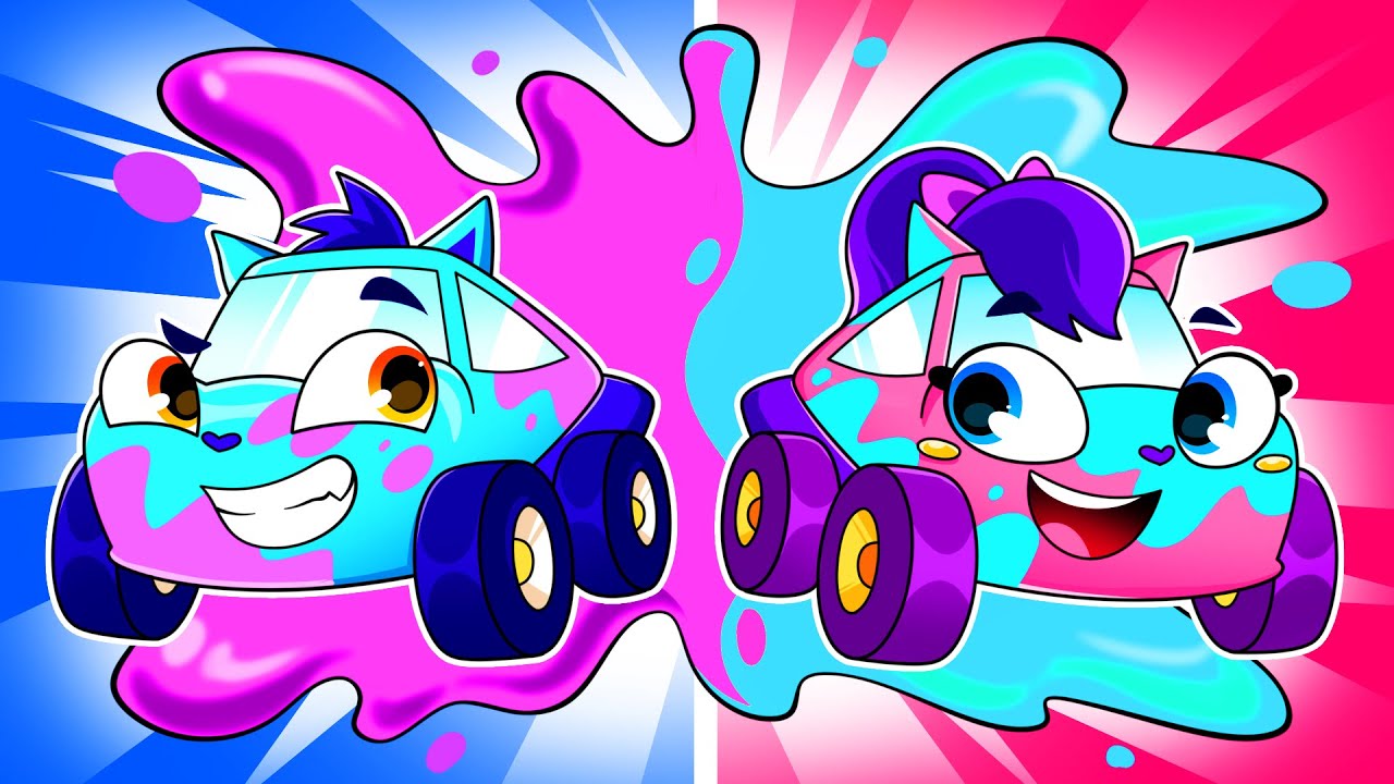 Pink VS Blue Challenge - Boys VS Girls Cars || Kids Songs & Nursery Rhymes by Baby Cars