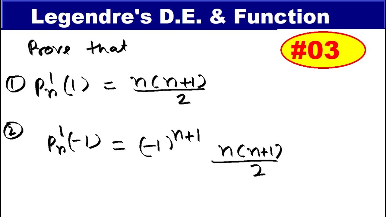 #13 Legendre's Differential Equation problem | Legendre's Function Problem