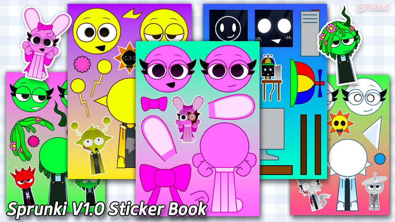 Sticker Asmr Sprunki V1.0 Decorating Sticker Book 스프런키 V1.0