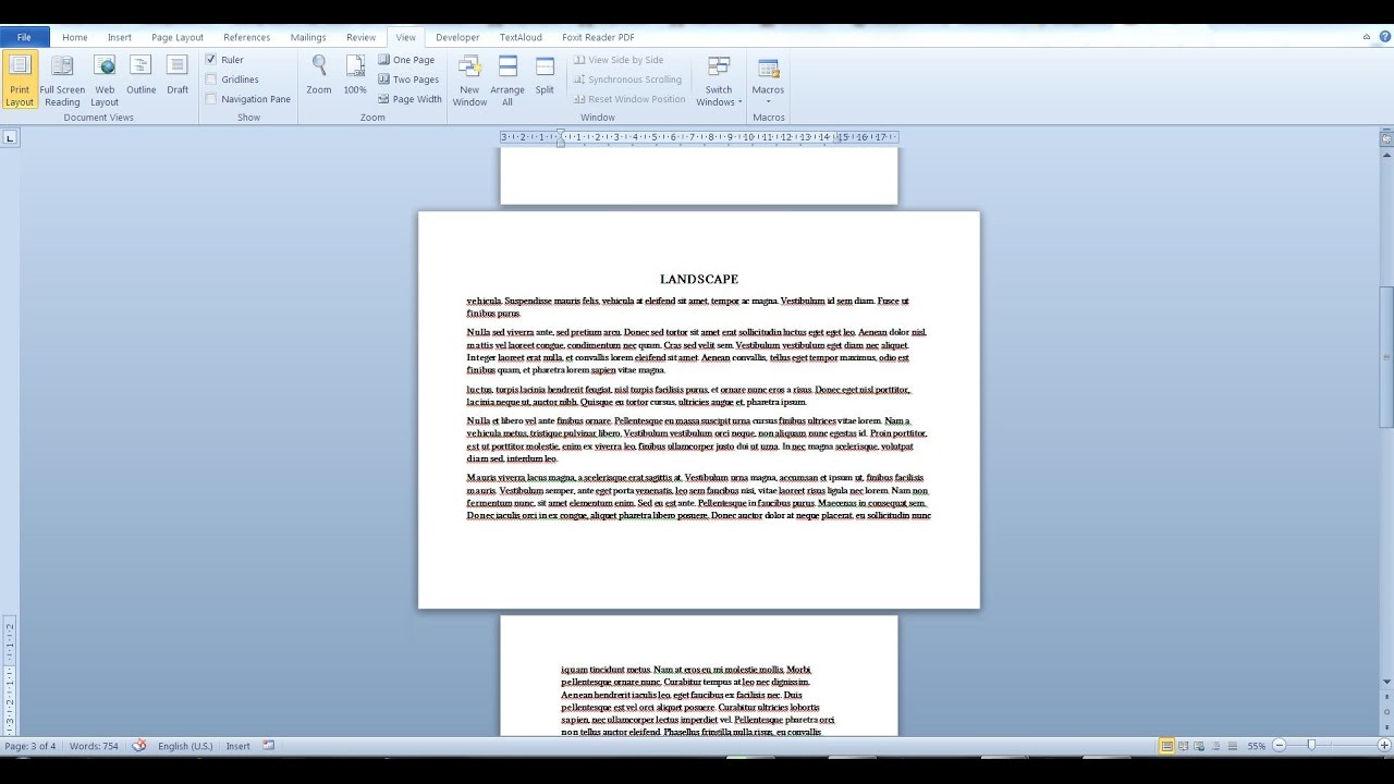 Change the page orientation and size of a single paqe in a Word document [Word 2010, 2016]