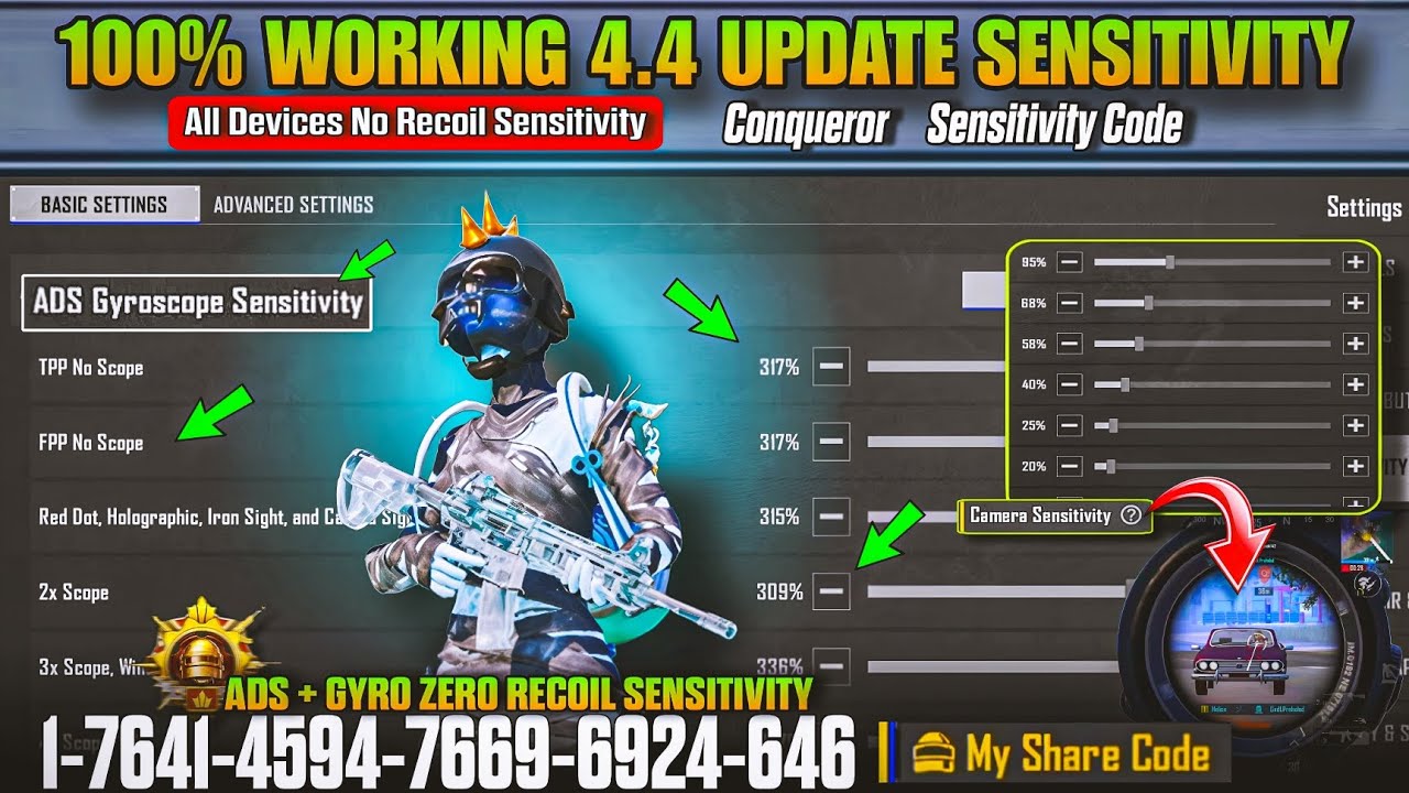 4.4 Update Zero Recoil Sensitivity Settings in BGMI-PUBG 🔴 ADS sensitivity code/ 2026 sensitivity ✅