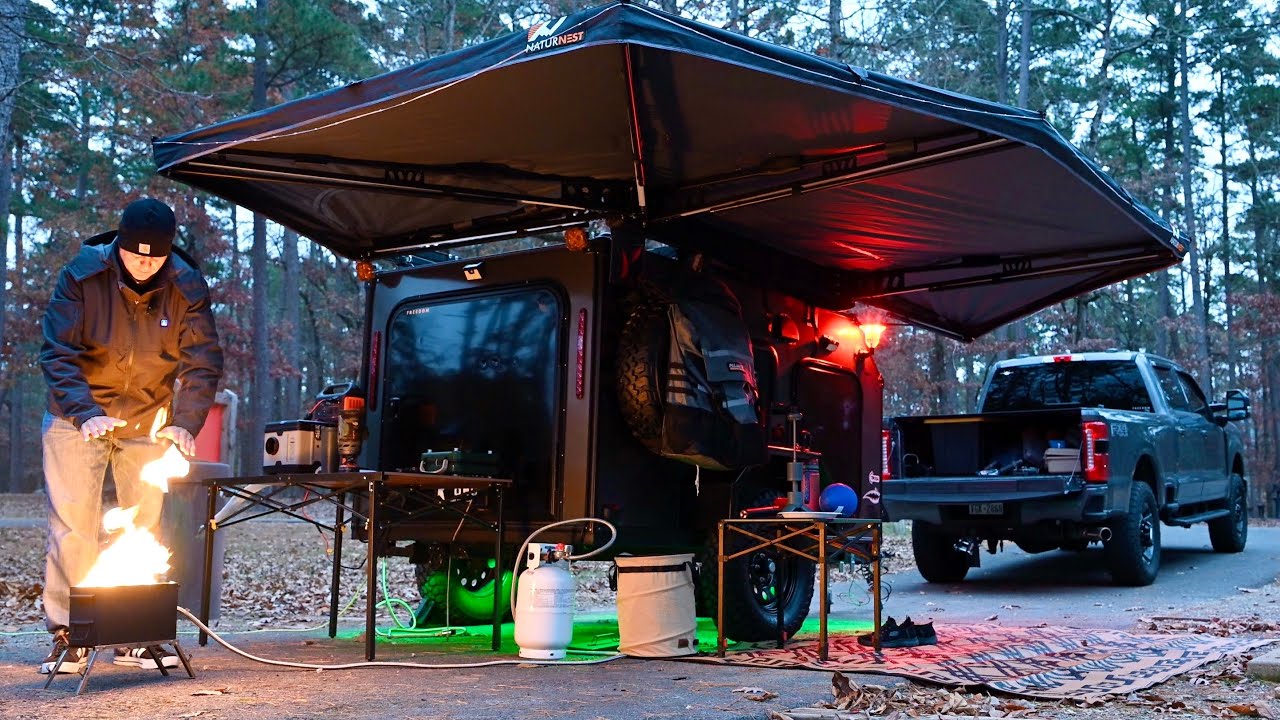 A cold weekend camping on Lake Ouachita, Arkansas in my mini camper.