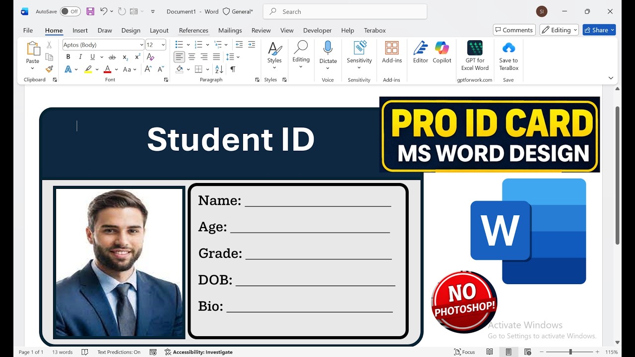 How to Design Student ID Card in MS Word (Easy Method)