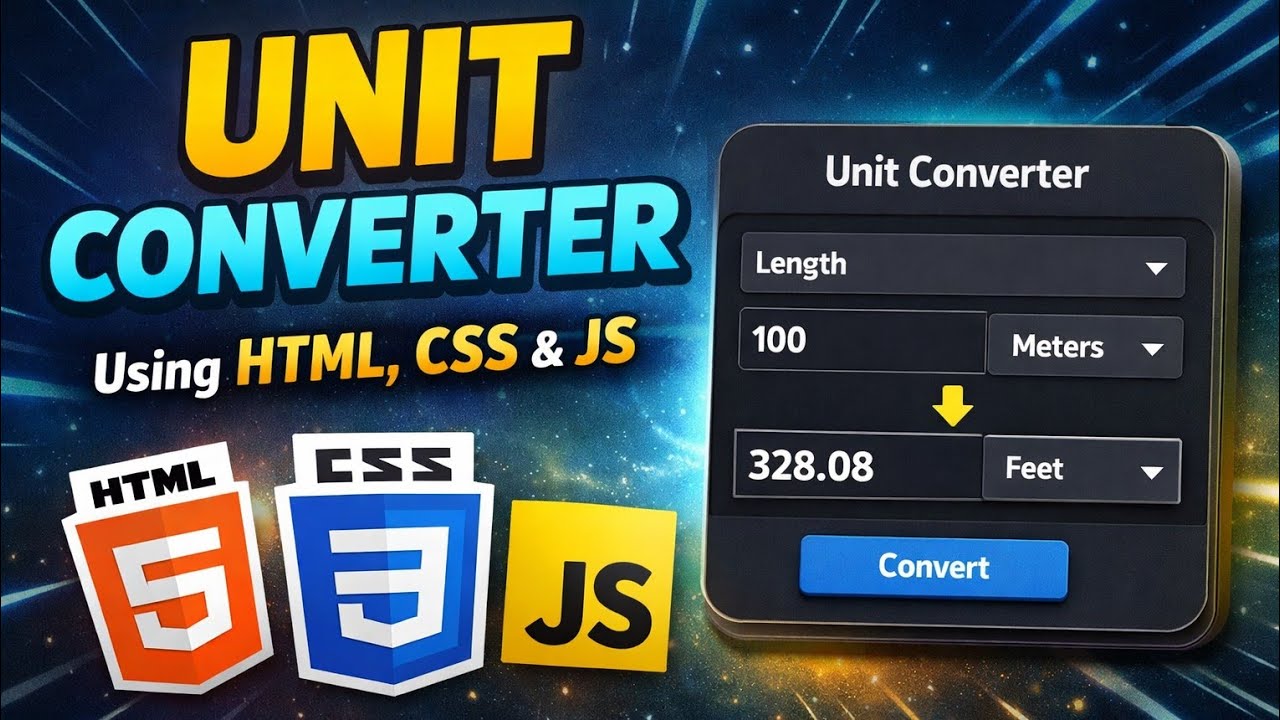 Конвертер единиц измерения с использованием HTML, CSS, JavaScript | Проекты JavaScript для начина...