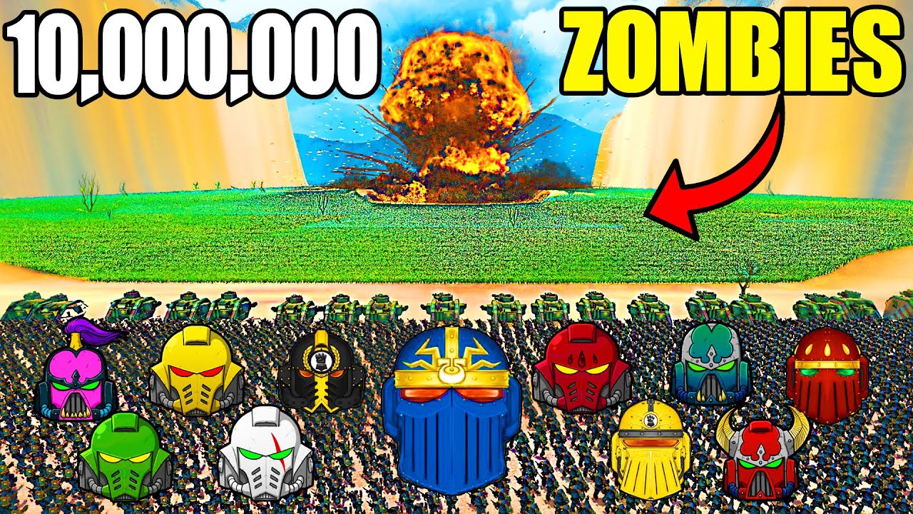 Can All SPACE MARINES Hold DEATH TUNNEL vs 10,000,000 ZOMBIE ARMY Invasion?! UEBS 2: Warhammer 40k