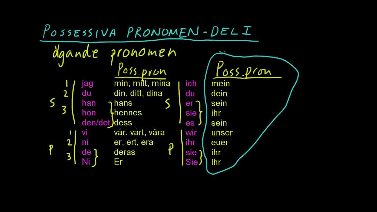 Ty 3: Possessiva pronomen - del 1