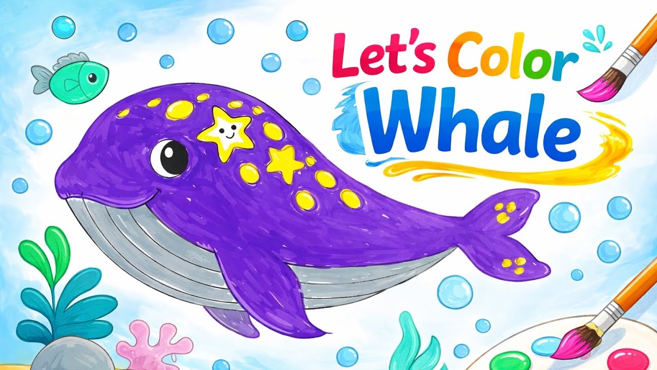 🐳 Let’s Color a Cute Whale | Fun Under the Sea Coloring for Kids 🎨