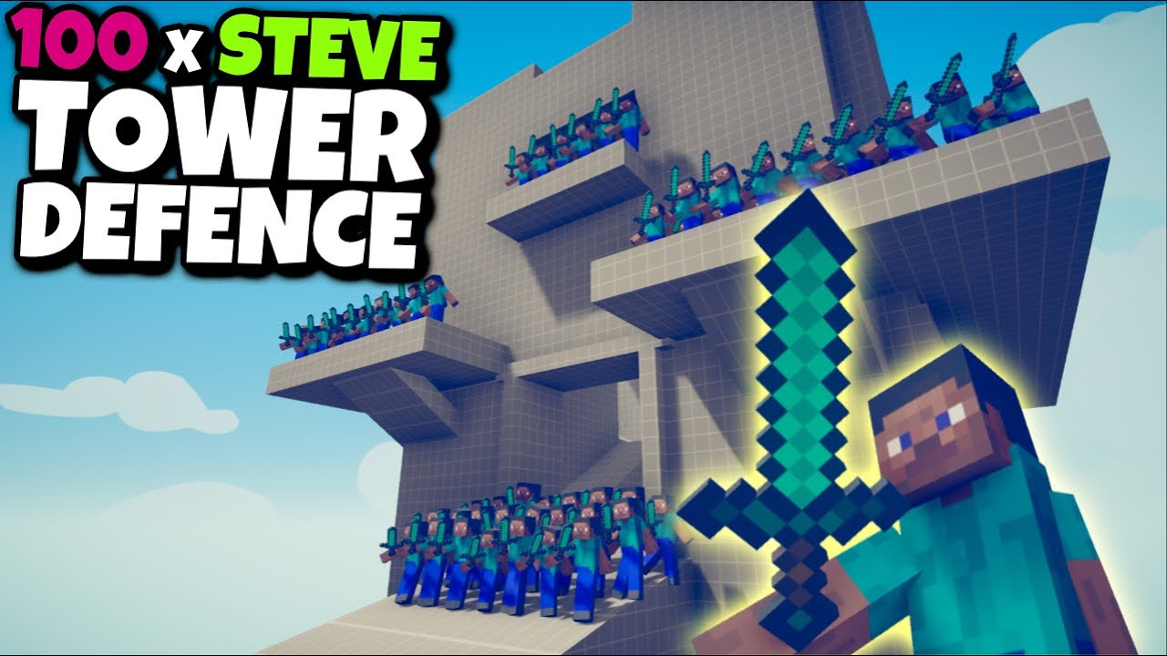 100 x Steve Tower Deference vs Every Faction - TABS Mods Gameplay Totally Accurate Battle Simulator