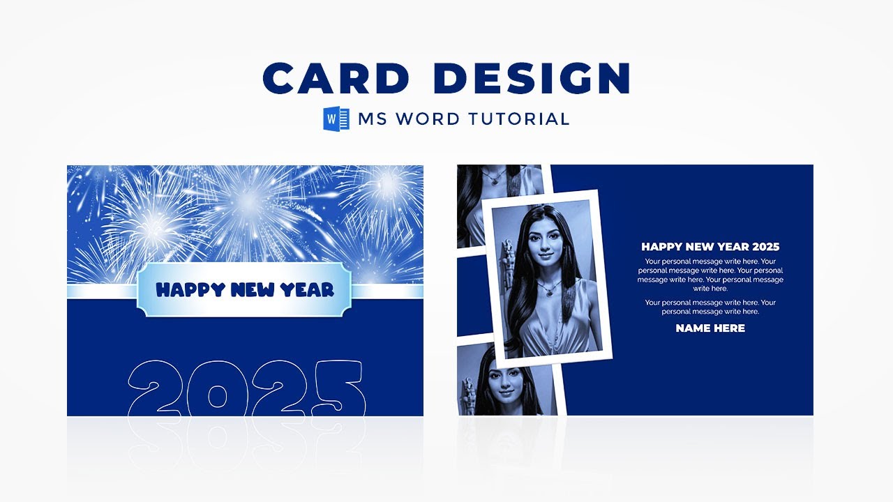 New Year Card Design in MS Word | New year card making | Microsoft word