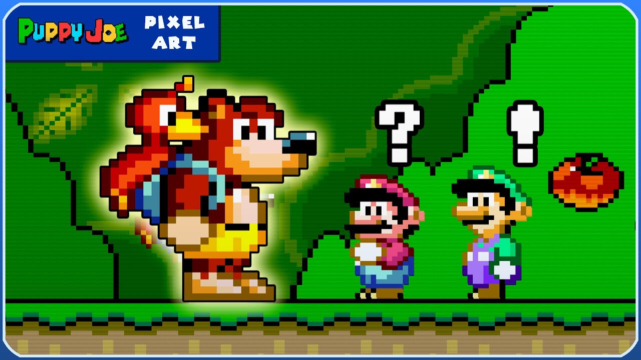 Banjo-Kazooie in Super Mario World - Banjo Kazooie Pixel Art Timelapse