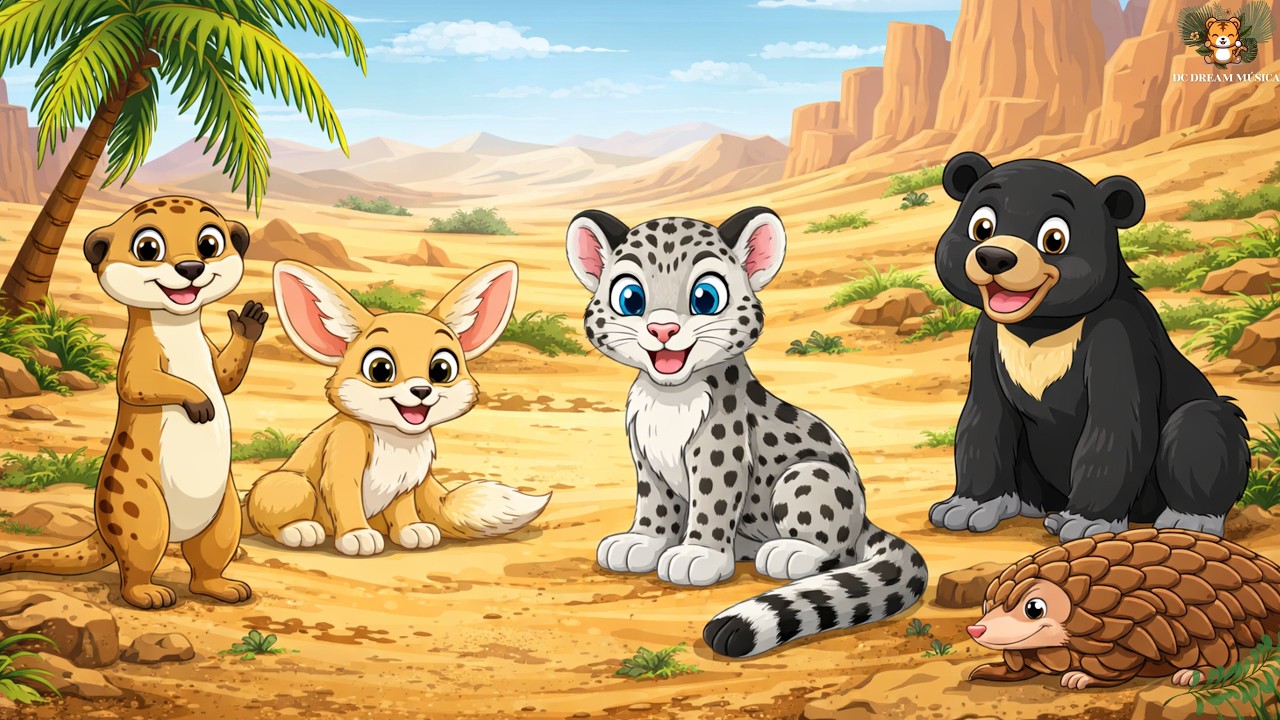 Animal Voices Learning: Meerkat, Fennec Fox, Snow Leopard, Sun Bear, Pangolin - Animal Video
