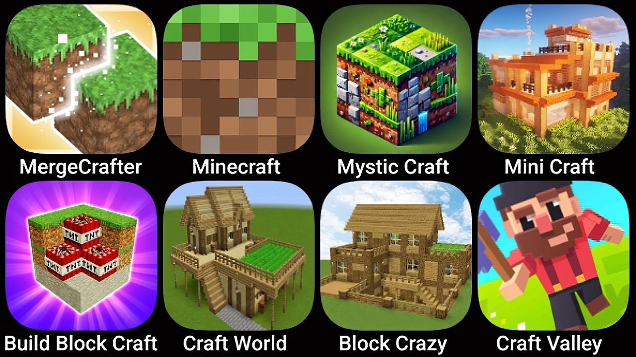 MergeCrafter,Minecraft,Mystic Craft,Mini Craft,Build Block Craft,Craft World,Block Crazy,CraftValley